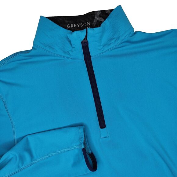 Greyson Tate Mockneck Teal Quarter 1/4 Zip Performance Golf Pullover Mens Medium - Picture 3 of 5
